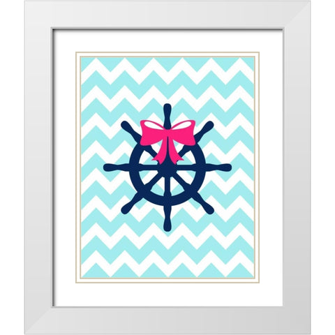 Wheel Bow Chevron White Modern Wood Framed Art Print with Double Matting by Robinson, Tamara