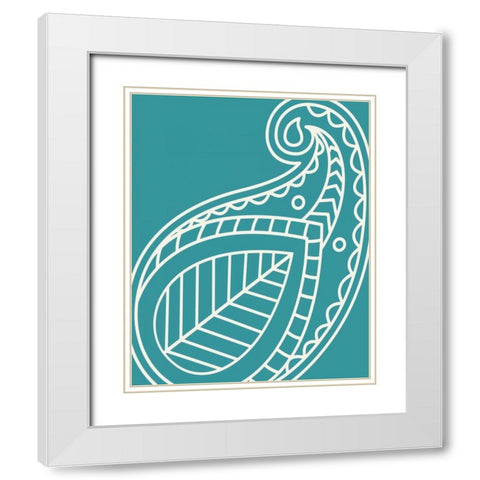 Paisley Feather II White Modern Wood Framed Art Print with Double Matting by Robinson, Tamara