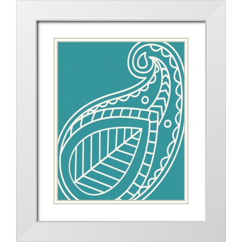 Paisley Feather II White Modern Wood Framed Art Print with Double Matting by Robinson, Tamara