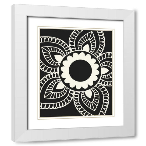 Paisley Feather III White Modern Wood Framed Art Print with Double Matting by Robinson, Tamara