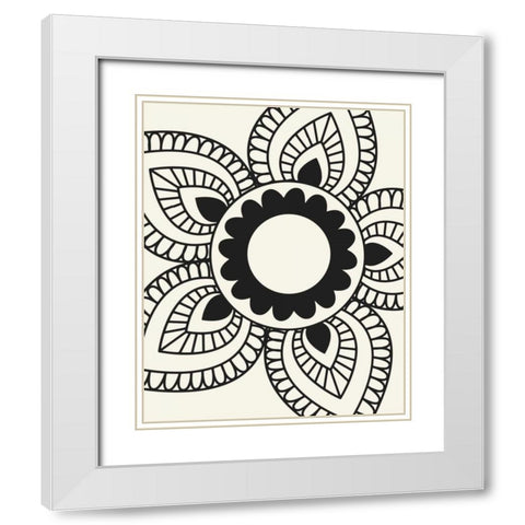 Paisley Feather VII White Modern Wood Framed Art Print with Double Matting by Robinson, Tamara