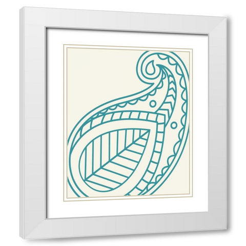 Paisley Feather VIII White Modern Wood Framed Art Print with Double Matting by Robinson, Tamara