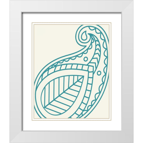 Paisley Feather VIII White Modern Wood Framed Art Print with Double Matting by Robinson, Tamara
