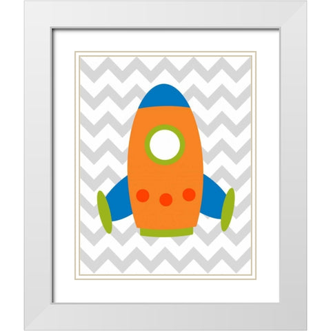 Chevron Rocket I White Modern Wood Framed Art Print with Double Matting by Robinson, Tamara