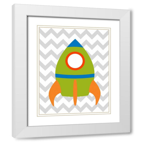 Chevron Rocket III White Modern Wood Framed Art Print with Double Matting by Robinson, Tamara