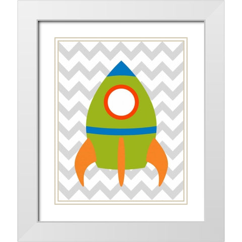 Chevron Rocket III White Modern Wood Framed Art Print with Double Matting by Robinson, Tamara