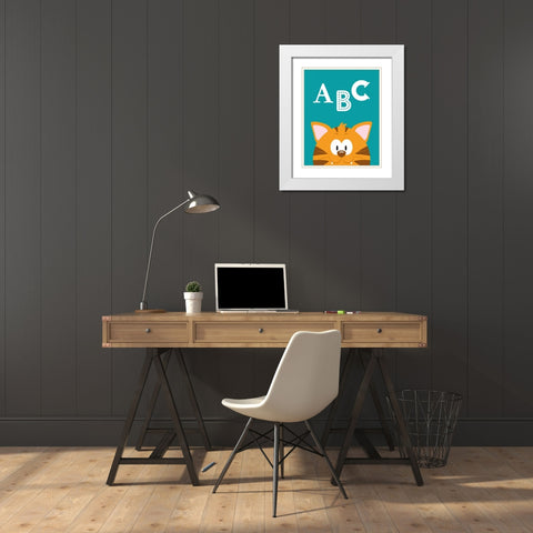 ABC Animals White Modern Wood Framed Art Print with Double Matting by Robinson, Tamara