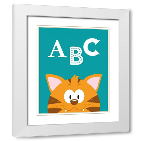 ABC Animals White Modern Wood Framed Art Print with Double Matting by Robinson, Tamara