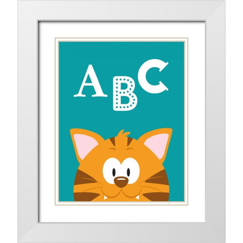 ABC Animals White Modern Wood Framed Art Print with Double Matting by Robinson, Tamara