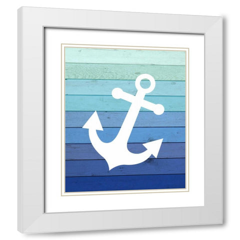 Anchor Ombre Wood White Modern Wood Framed Art Print with Double Matting by Robinson, Tamara