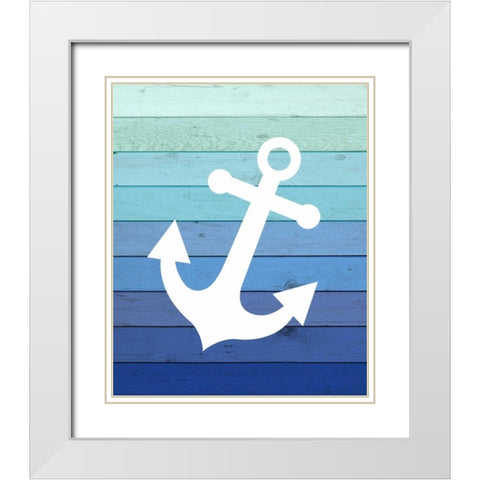 Anchor Ombre Wood White Modern Wood Framed Art Print with Double Matting by Robinson, Tamara