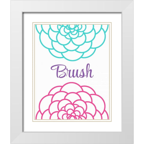 Brush Flower White Modern Wood Framed Art Print with Double Matting by Robinson, Tamara