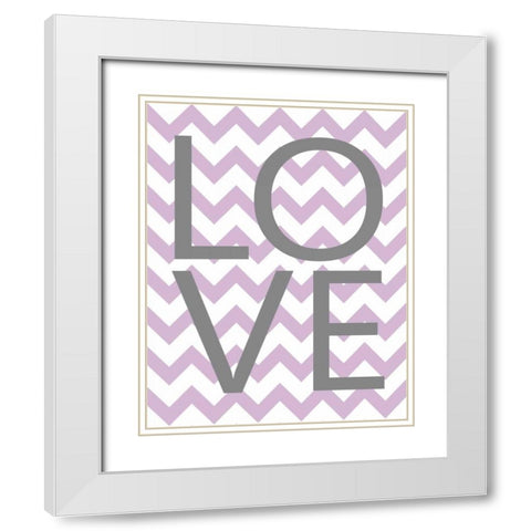 Love Chevron White Modern Wood Framed Art Print with Double Matting by Robinson, Tamara