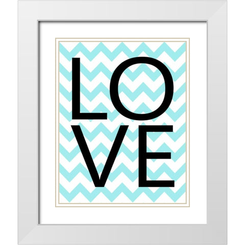 Love Chevron I White Modern Wood Framed Art Print with Double Matting by Robinson, Tamara