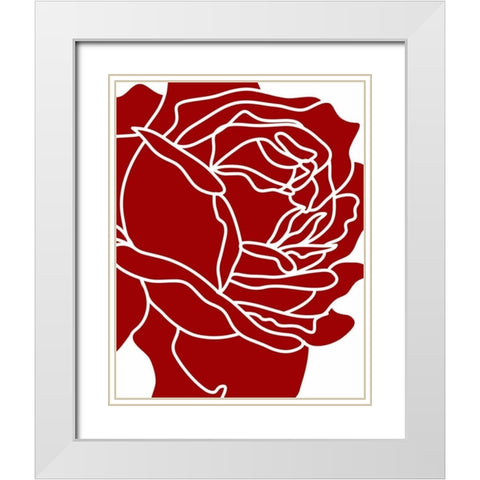 Zoom Flower I White Modern Wood Framed Art Print with Double Matting by Robinson, Tamara