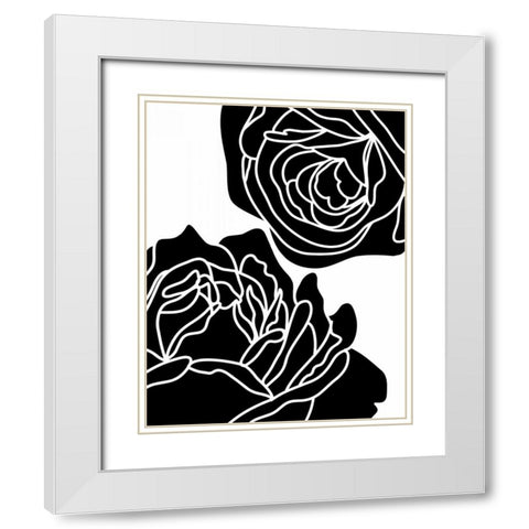 Zoom Flower II White Modern Wood Framed Art Print with Double Matting by Robinson, Tamara