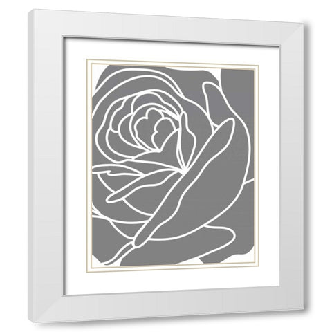 Zoom Flower III White Modern Wood Framed Art Print with Double Matting by Robinson, Tamara