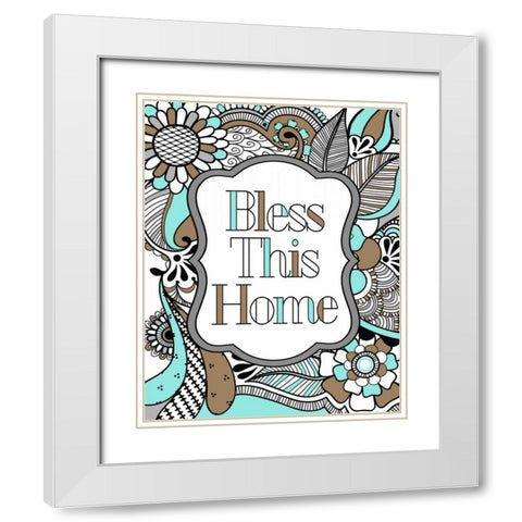 Bless This Home Color White Modern Wood Framed Art Print with Double Matting by Robinson, Tamara