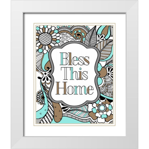Bless This Home Color White Modern Wood Framed Art Print with Double Matting by Robinson, Tamara