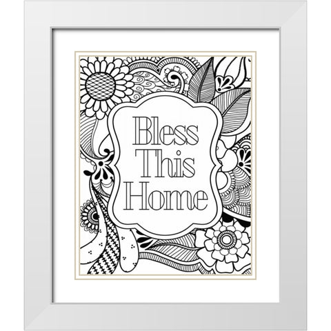 Bless This Home White Modern Wood Framed Art Print with Double Matting by Robinson, Tamara