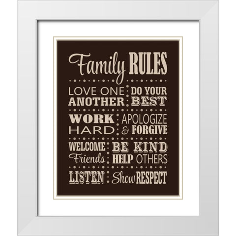 Family Rules White Modern Wood Framed Art Print with Double Matting by Robinson, Tamara