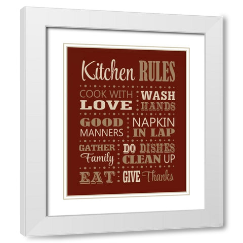 Kitchen Rules White Modern Wood Framed Art Print with Double Matting by Robinson, Tamara