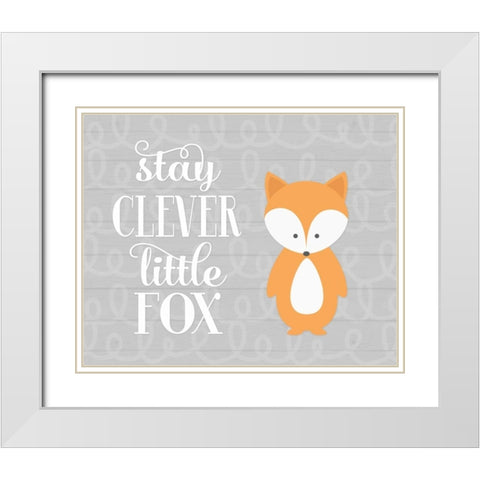 Stay Clever Fox White Modern Wood Framed Art Print with Double Matting by Robinson, Tamara