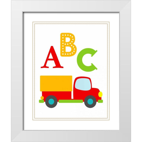 Transportation ABC White Modern Wood Framed Art Print with Double Matting by Robinson, Tamara