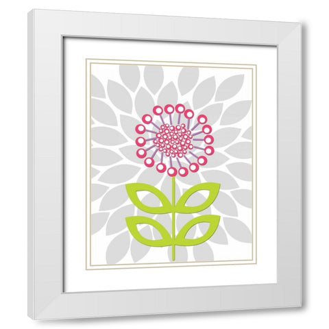 Lovebug Flower IV White Modern Wood Framed Art Print with Double Matting by Robinson, Tamara