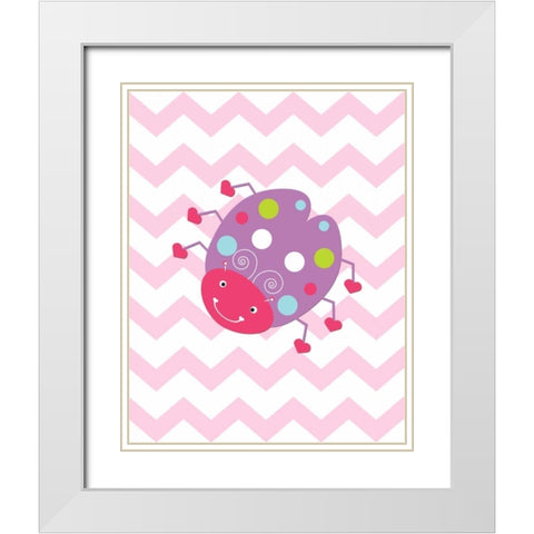 Chevron Lovebug I White Modern Wood Framed Art Print with Double Matting by Robinson, Tamara
