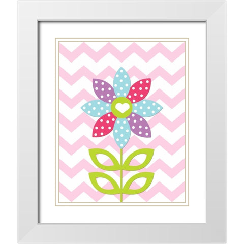 Chevron Lovebug V White Modern Wood Framed Art Print with Double Matting by Robinson, Tamara
