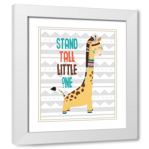 Tribal Giraffe White Modern Wood Framed Art Print with Double Matting by Robinson, Tamara