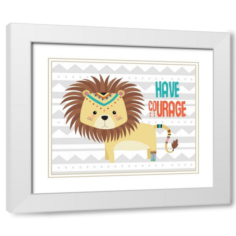 Tribal Lion White Modern Wood Framed Art Print with Double Matting by Robinson, Tamara