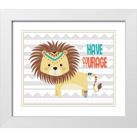 Tribal Lion White Modern Wood Framed Art Print with Double Matting by Robinson, Tamara