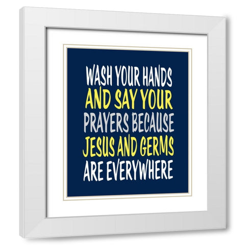 Wash Your Hands Jesus White Modern Wood Framed Art Print with Double Matting by Robinson, Tamara