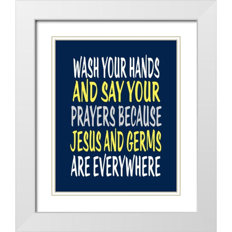 Wash Your Hands Jesus White Modern Wood Framed Art Print with Double Matting by Robinson, Tamara