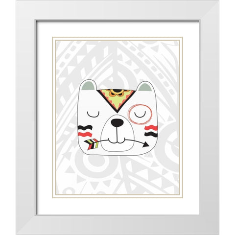Tribal Bear White Modern Wood Framed Art Print with Double Matting by Robinson, Tamara