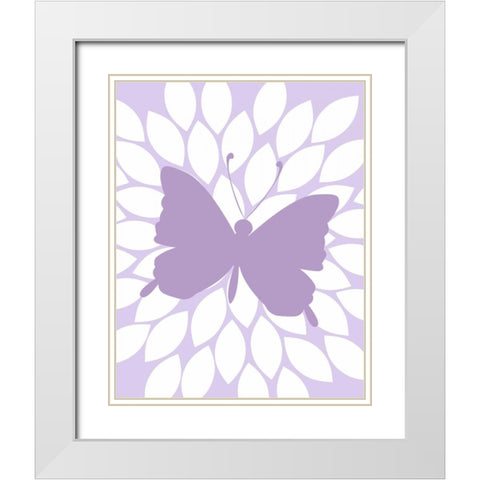 Butterfly Flower White Modern Wood Framed Art Print with Double Matting by Robinson, Tamara
