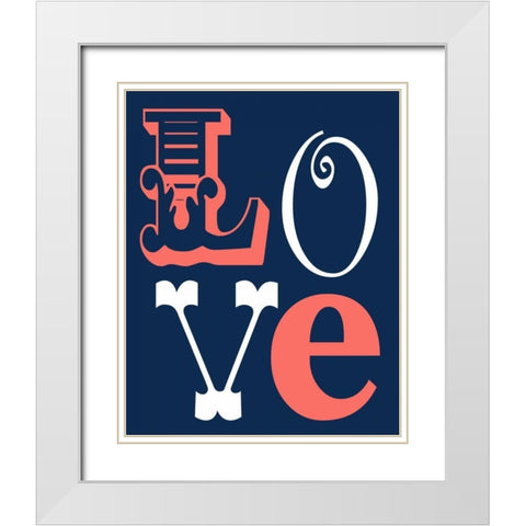 Love White Modern Wood Framed Art Print with Double Matting by Robinson, Tamara