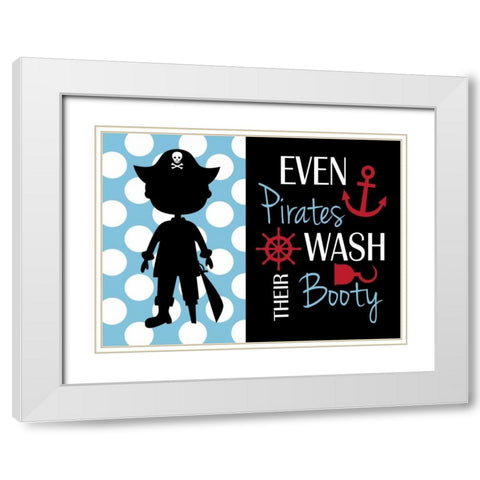 Pirate Bathroom White Modern Wood Framed Art Print with Double Matting by Robinson, Tamara
