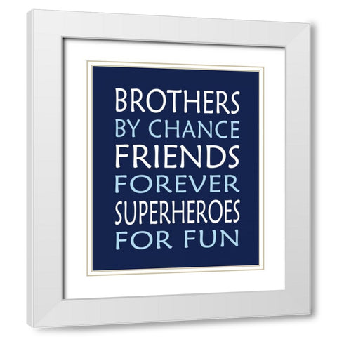 Brothers Superhero White Modern Wood Framed Art Print with Double Matting by Robinson, Tamara