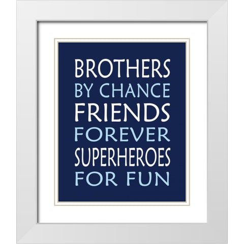 Brothers Superhero White Modern Wood Framed Art Print with Double Matting by Robinson, Tamara