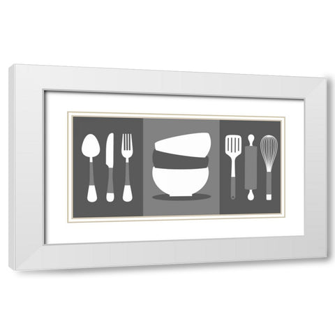Kitchen Utensils IV White Modern Wood Framed Art Print with Double Matting by Robinson, Tamara