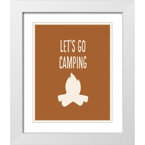 Lets Go Camping White Modern Wood Framed Art Print with Double Matting by Robinson, Tamara