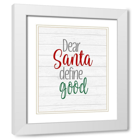 Deer Santaâ€¦ White Modern Wood Framed Art Print with Double Matting by Robinson, Tamara