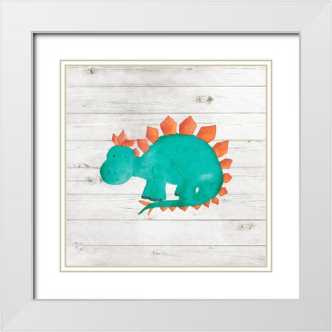Water Color Dino II White Modern Wood Framed Art Print with Double Matting by Robinson, Tamara