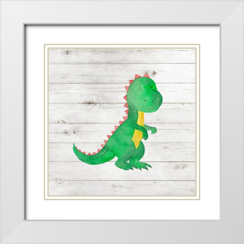 Water Color Dino IV White Modern Wood Framed Art Print with Double Matting by Robinson, Tamara