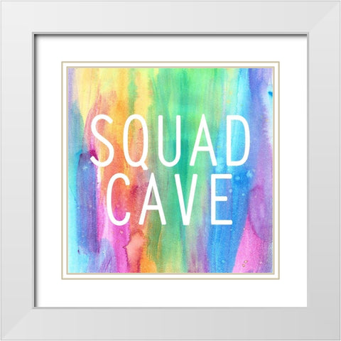 Squad Cave White Modern Wood Framed Art Print with Double Matting by Robinson, Tamara