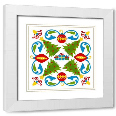 Christmas Trees White Modern Wood Framed Art Print with Double Matting by Robinson, Tamara