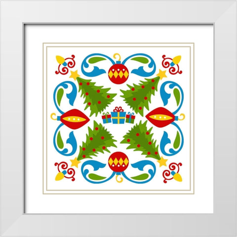 Christmas Trees White Modern Wood Framed Art Print with Double Matting by Robinson, Tamara
